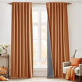 RYB HOME Burnt Orange Total Blackout Curtains Linen Texture, Rustic Fall by RYBHOME