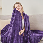 inhand Purple Fleece Twin Blanket, Super Soft Flannel Leaves Pattern Fuzzy - Image 6