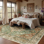 Area Rugs 8'x10' Washable Non-Slip, Floral Vintage Distress Print Pattern - Image 3