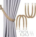 NICEEC 4 Pack Natural Cotton Rope Curtain Tiebacks Elegant Boho Style by NICEEC