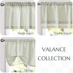 jinchan Linen Valance Curtain Striped Small Window Curtain Double Layer Light - Image 7