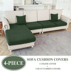 Couch Cushion Covers for Sectional Sofa L Shape Washable Separate Seat Chaise - Image 2
