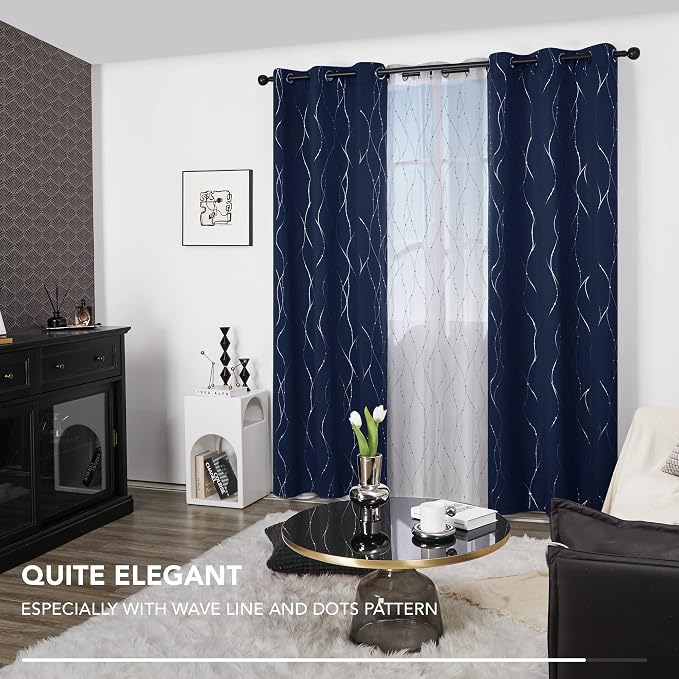 Deconovo Navy Blue Curtains, 38 x 84 Inch, Thermal Insulated Soundproof Privacy - Image 3