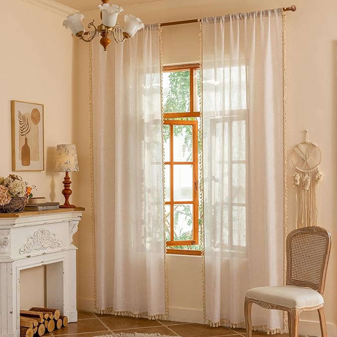 MYSKY HOME Natrual Curtains 84 Inches Long by MYSKYHOME