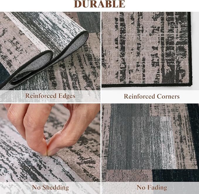 LIANLAM 6x9 Washable Area Rugs for Living Room and Bedroom, Vintage Checkered - Image 9