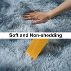 Soft Runner Rugs for Bedroom Hallways, 2x6 Tie-Dyed Blue Grey Fluffy Shag Throw - Image 6