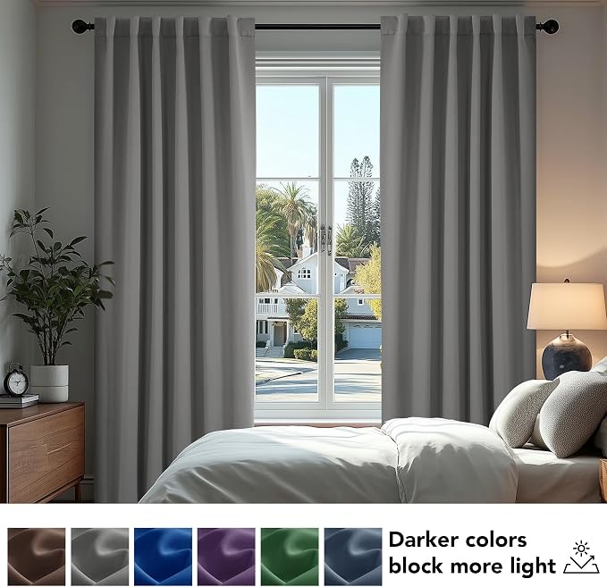 Deconovo Blackout Curtains, Thermal Insulated, W42 x L45 2 Panels, Back Tab - Image 4