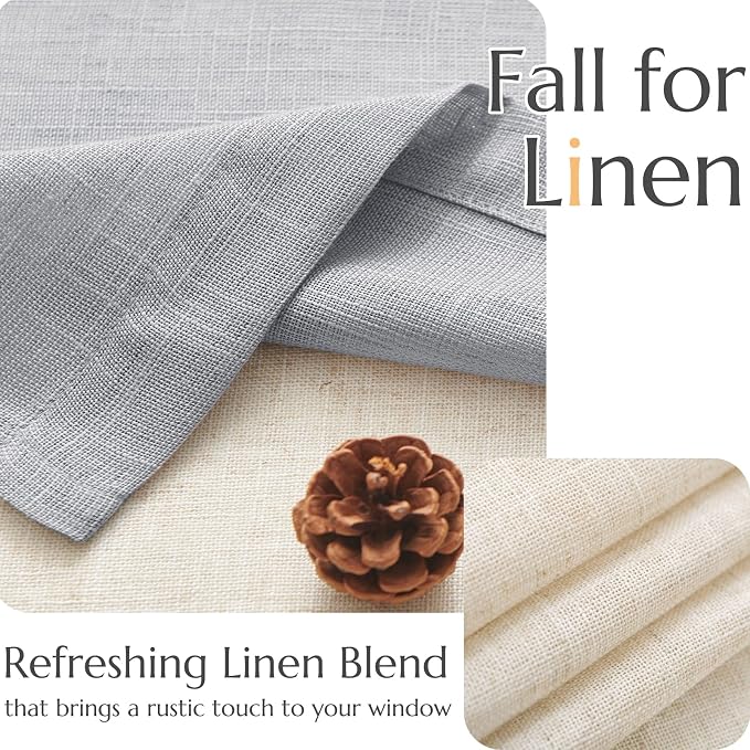 jinchan Linen Valance for Farmhouse Living Room Windows 16 Inch Gray Slubbed - Image 5