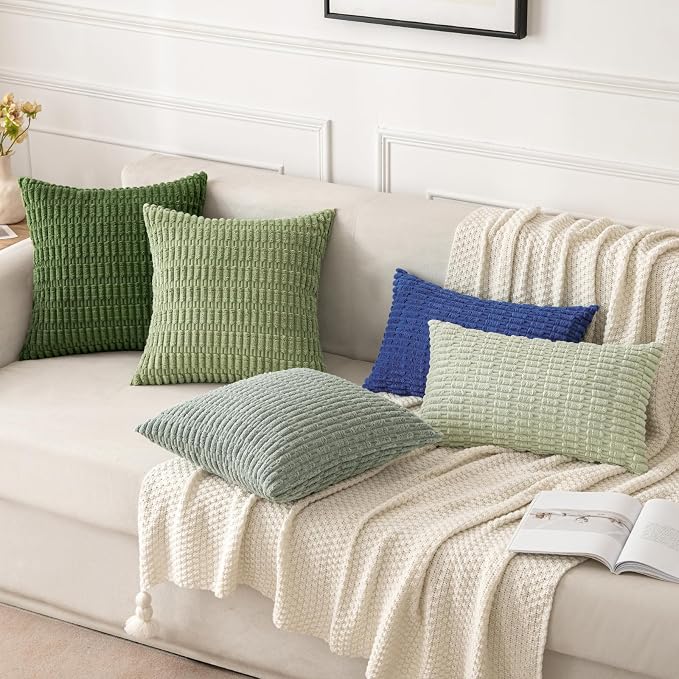 MIULEE Pack of 2 Spring Corduroy Decorative Throw Pillow Covers 18x18 Inch Soft - Image 4
