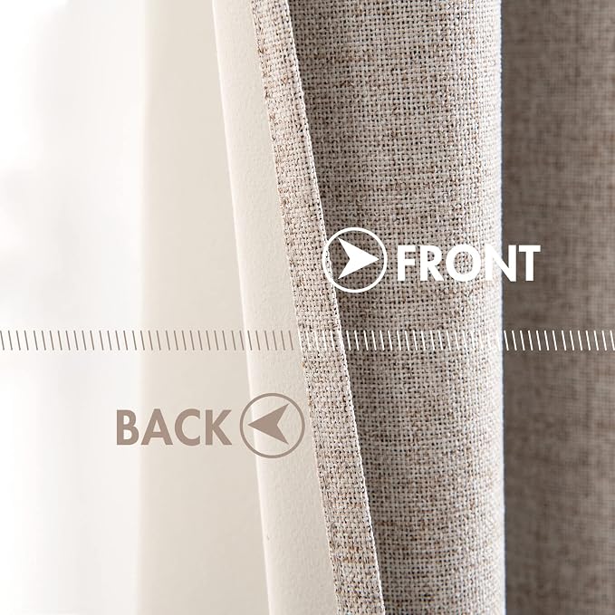 MIULEE Linen Texture Curtains, 2 Pack Blackout Thermal Insulated Khaki - Image 6