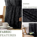 Lecloud Leia Black Sheer Curtains 90 Inches Long 2 Panels, Breathable Jacquard - Image 7