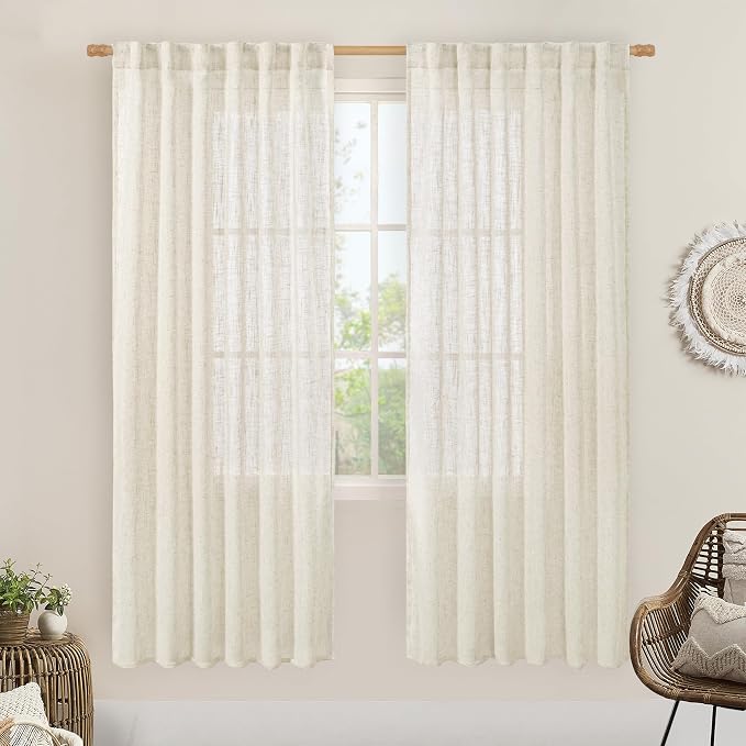 LAMIT Natural Linen Semi Sheer Curtains 78 Inch by LAMIT