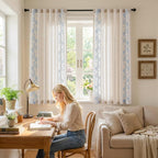 jinchan Evelyn Embroidered Linen Curtains 63 inch Floral Curtains - Image 6