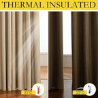 NICETOWN 100% Blackout Camel Linen Curtains 102 inches Length - Image 3