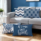 Hexagram Geometric Blue Pillow Covers 12x20 Set of 4, Decorative Outdoor Boho - Image 2