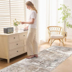UERMEI 3X8 Washable Runner Rug for Hallway: Soft Neutral Modern Abstract Area - Image 4