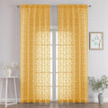 Chyhomenyc Gold Sheer Curtains 96 Inch Length 2 Panels Set, Light Filtering by Chyhomenyc