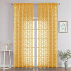 Chyhomenyc Gold Sheer Curtains 96 Inch Length 2 Panels Set, Light Filtering by Chyhomenyc