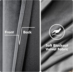 MIULEE 2 Panels Blackout Velvet Curtains Solid Soft Grommet Grey Curtains - Image 3