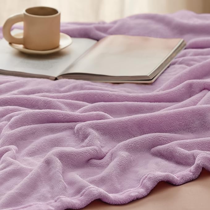 Bedsure GentleSoft Fleece Throw XL Blanket Light Purple - Image 4