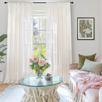 BGment Linen Semi Sheer Curtains 84 Inches Long 2 Panels Set - Image 2