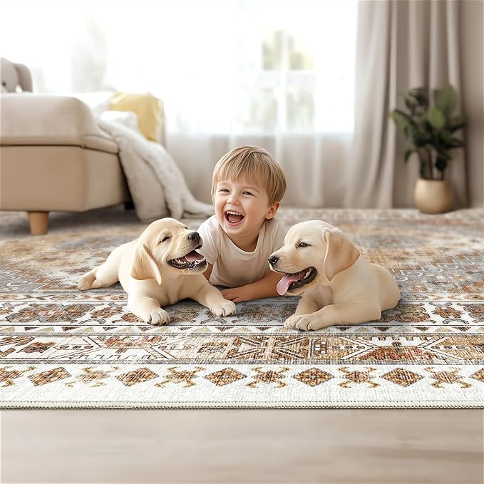 6x9 Area Rugs for Living Room, Soft Low Pile Indoor Washable Rugs for Bedroom - Image 9
