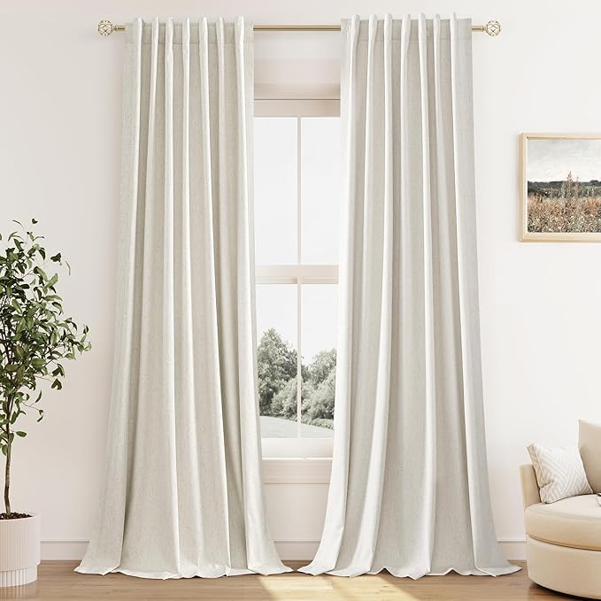 Guken Cream 100% Blackout Curtains 144 Inch Length 2 Panels Set by Guken