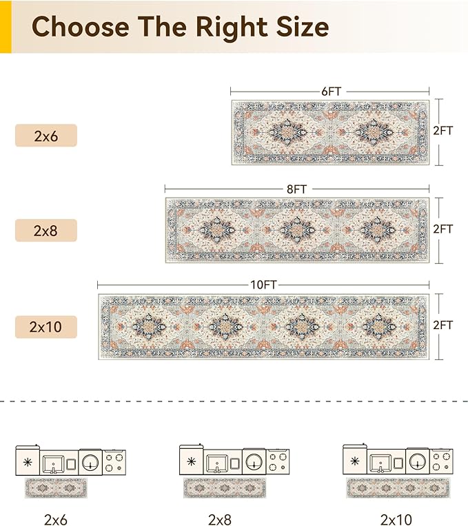 RELEANY Area Rugs 2'x6' Runner Rug Non Slip Washable - Image 2
