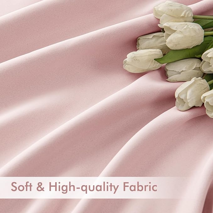 MIULEE Baby Pink Back Tab Blackout Curtains 102 Inch Long 2 Panels Set - Image 6