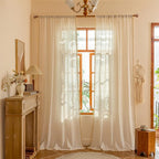 MYSKY HOME 96 Inch Length Farmhouse Semi Sheers Light Filtering Privacy Drapes by MYSKYHOME
