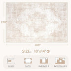 Area Rug 10x14 Vintage Rugs: Large Washable Living Room Rug Retro Medallion - Image 2