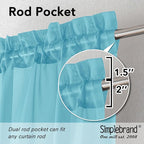 Simplebrand Turquoise Sheer Curtains 72 Inches Long 2 Panels - Image 2
