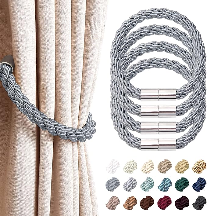 NICEEC 4 Pack Strong Magnetic Curtain Tiebacks Modern Simple Style Drape Tie by NICEEC