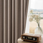 96 inch long linen blackout curtains 2 Panels 100% Black out Linen texture - Image 4
