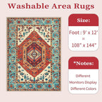 SERISSA Washable Rugs 9x12 Area Rugs, Large Non-Slip Boho Living Room Rug - Image 6