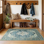 RELEANY Area Rugs 3'x5' Washable Non-Slip, Floral Vintage Distress Print - Image 2