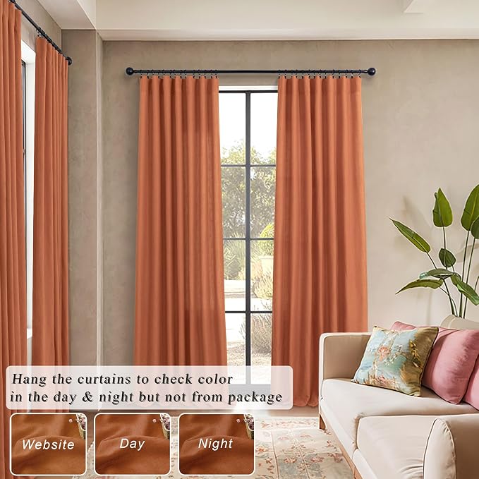 Orange Linen Curtains 72 Inch Length - Image 6