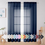 Simplebrand Blue Sheer Curtains 84 Inches Long, Light Filtering Rod Pocket by Simplebrand