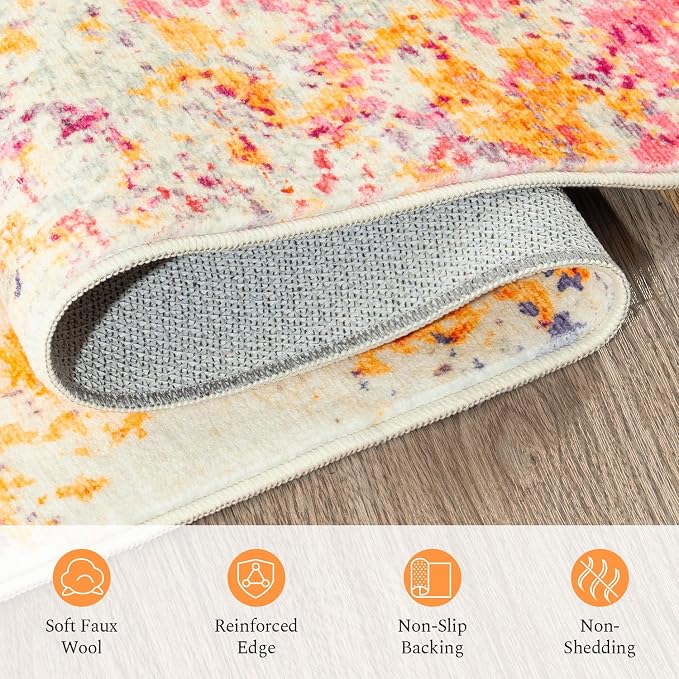 Rugflix 5x7 Area Rugs for Living Room, Washable Large Multicolor Rug - Image 8
