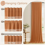 Guken Orange 100% Blackout Linen Curtains 102 Inch Length 2 Panels Set - Image 7