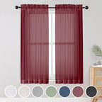 OWENIE Sheer Curtains 54 inches Long 2 Panels Set, Rod Pocket Curtain Sheers by OWENIE