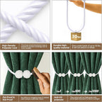 Hion Magnetic Curtain Tiebacks White 6 Pack, Curtain Tiebacks Buckles Holdbacks - Image 4