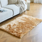 duduta Beige Faux Sheepskin Fur Rug 3x5 ft, Fluffy Shag Bedroom Dorm Nursery by duduta