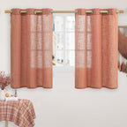 LAMIT Terracotta Linen Semi Sheer Curtains 45 Inch Length, Light Filtering by LAMIT