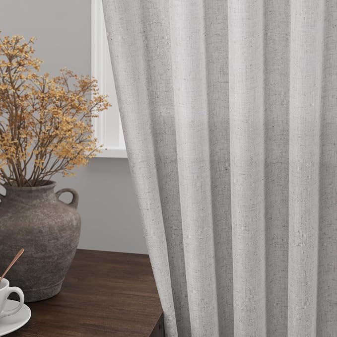 Grey Linen Curtains 102 Inches Long - Image 2