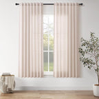 Nanspring Natural White Linen Curtains 63 Inch Length by Nanspring