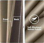 MIULEE Velvet Curtains Taupe Elegant Grommet Thermal Insulated Soundproof Room - Image 3