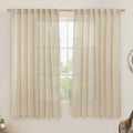 LAMIT Linen Curtains 63 Inch for Bedroom, Light Filtering Neutral Semi Sheer by LAMIT