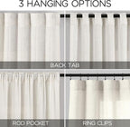 Linen Sheer Curtains 108 Inches Long Back Tab Rod Pocket 2 Panels Cream Semi - Image 3
