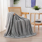 Grey Fleece Throw Blanket 50”×60” by linecooo